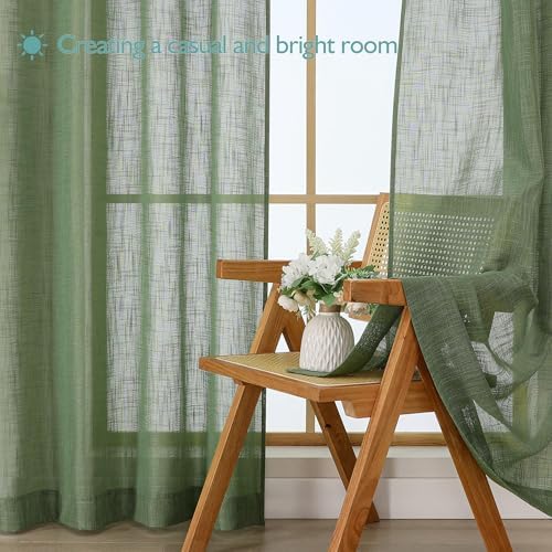 Chyhomenyc Semi Sheer Curtains 84 Inches Long 2 Panels Set, Light