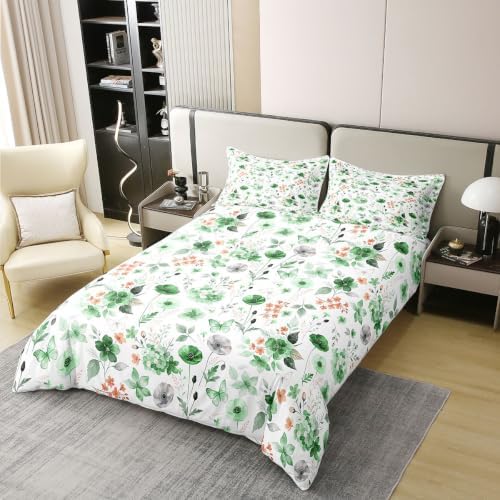 Erosebridal Funky Wildflower Duvet Cover Set Sage Green Butterfly