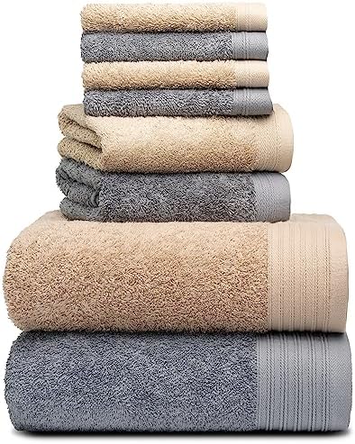 8 Pieces Towel Set Including 2 Bath Towels 30" x 56", 2 Hand Towels