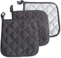 DII Terry Potholders, Mineral Gray, 100% Cotton, 3 Piece