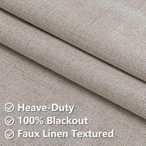 Blackout Curtain Drapes for Bedroom Grommet(W52 x L108,Beige)