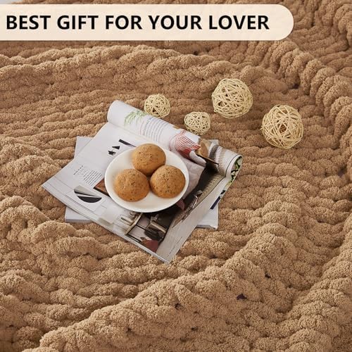 L'AGRATY Chunky Knit Throw Blanket for Couch, 72'' x 84'' Knit Throw