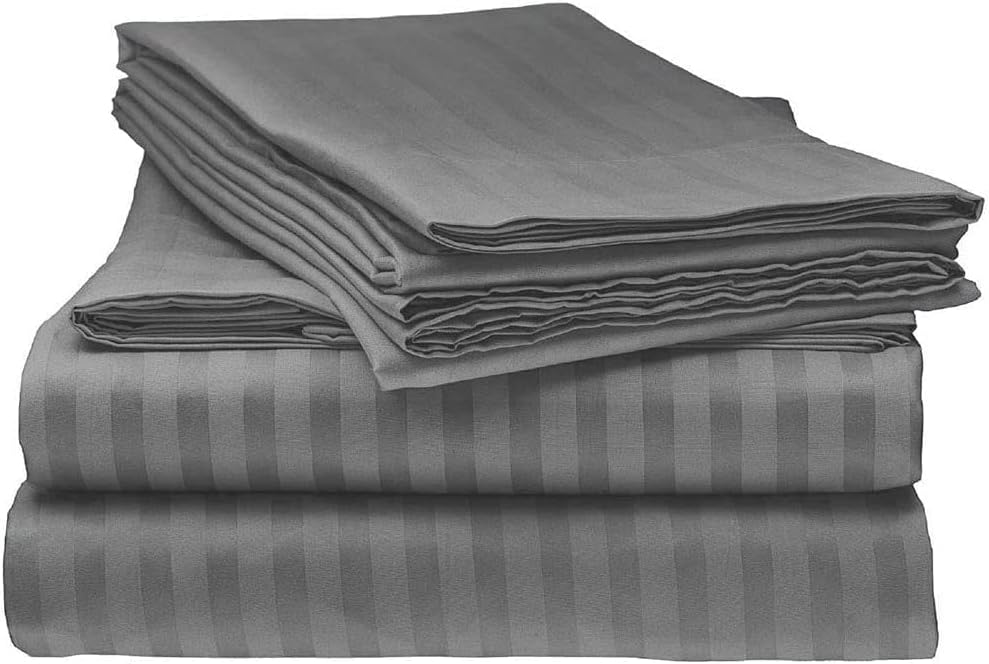 100% Pure Natural Cotton Bedsheet Set-4 PC King Bedding Size | Grey