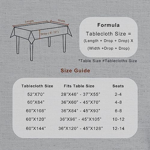 TOSMO 100% Linen Tablecloth, 52 x 70 Inch Rectangle Table Cloth, Soft