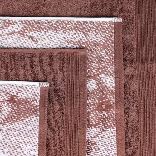 SUPERIOR Cotton Marble Jacquard Border Quick Dry Towel Set, 12 Piece