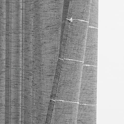 Lush Decor Farmhouse Textured Grommet Sheer Window Curtain Panel Pair