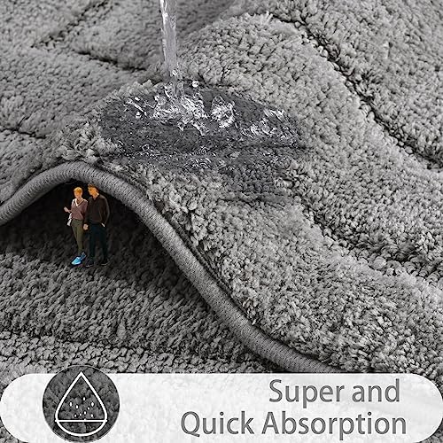 HOMORE Grey Bathroom Rug 24x60 Inch Soft Absorbent Bathroom Runner Rug