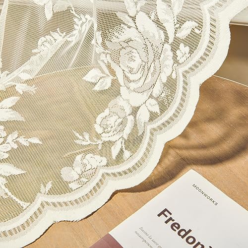 Cream Lace Curtains 108 Inches Long 2 Panels Victorian Floral Sheer
