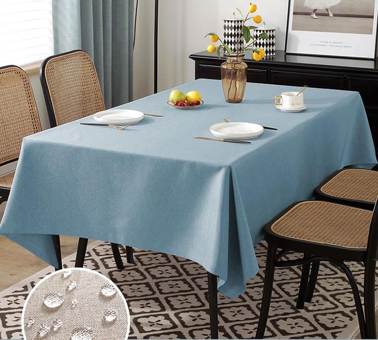 Solid Color Faux Linen Tablecloth with TPU Coating
