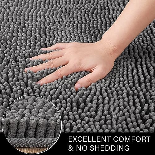 LOCHAS Bathroom Rugs Sets 2 Piece, Chenille Non Slip Bath Mat Set
