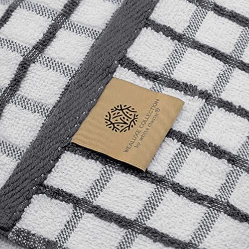 Dish Towels for Kitchen, 8 Pack, 16x26 - Thick 410 GSM, Gray