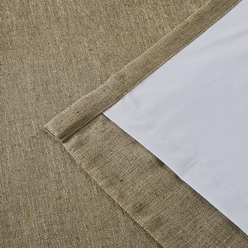 Vision Home Brown Linen Full Blackout Curtains Grommet Total Room