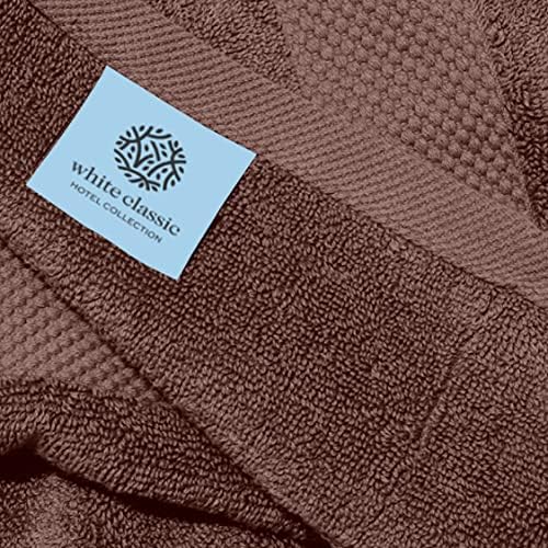 White Classic 6 Luxury Brown Hand Towels 16 x 30 and 12 Luxury