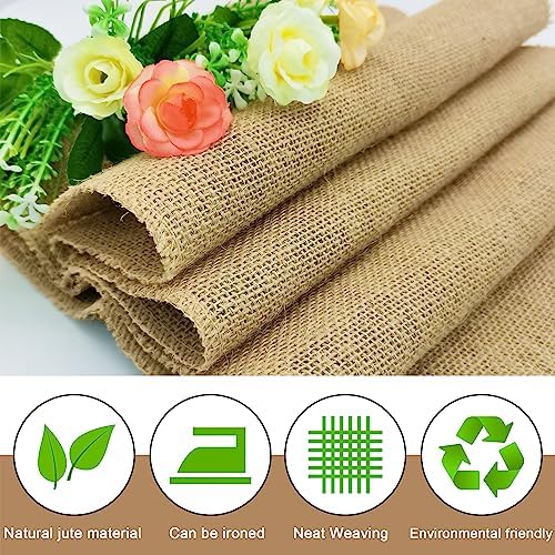 8 Pack Natural Burlap Table Runners,12 x 72 Inch Rustic Jute Table