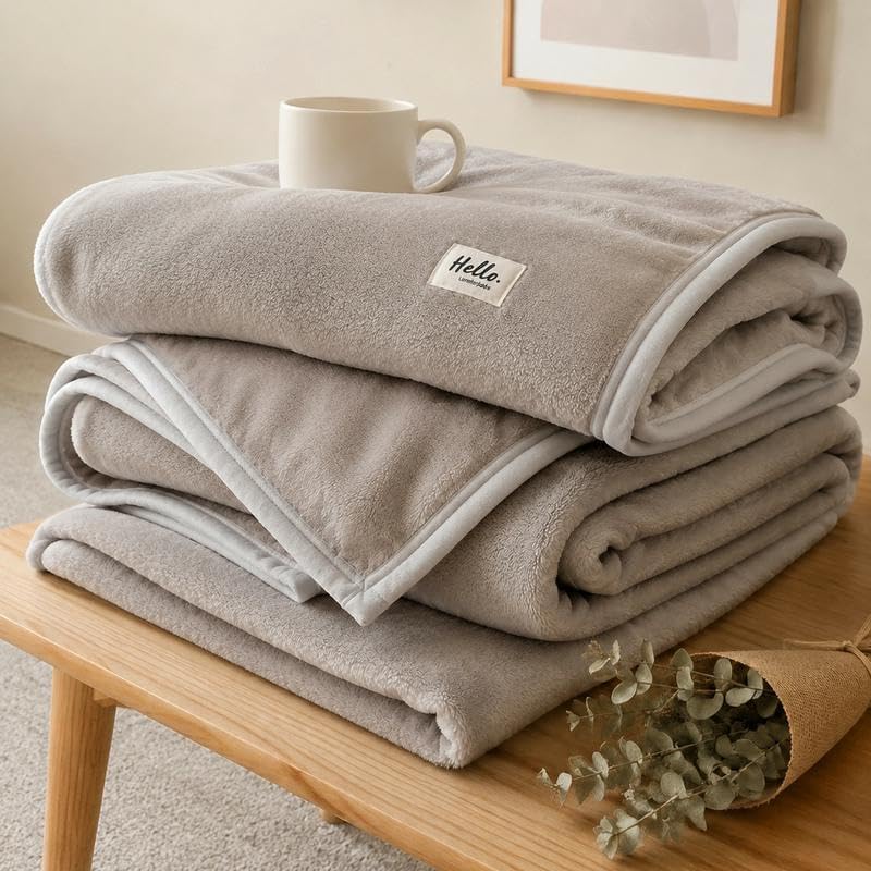 INFLAG Fleece Throw Bed Throw Blanket (60"x80",Gray)