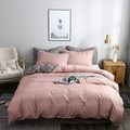 Textured Solid Duvet Cover Set,Microfiber Bedding, Soft Comforter