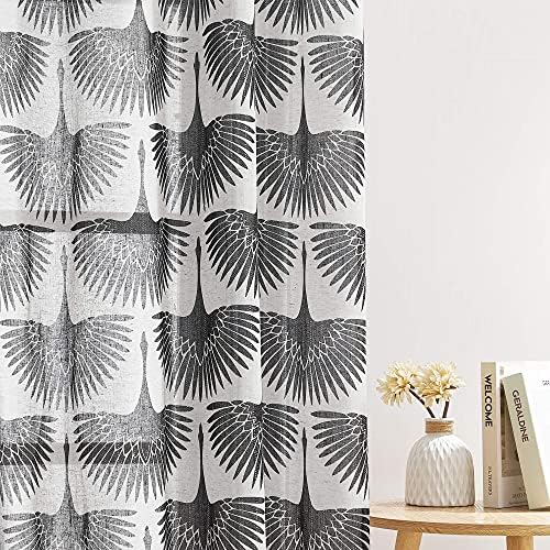 KGORGE Sheer Curtains Geometric Pattern - Natural Linen Curtains Soft