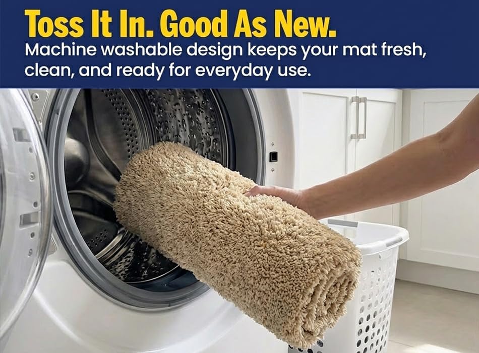 Muddy Mat® Fluffy Bathroom Rug, Soft Absorbent Microfiber Bath Mat