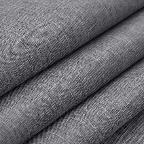 Dark Grey Linen Blackout Curtains 84 Inch Length 2 Panels Set for