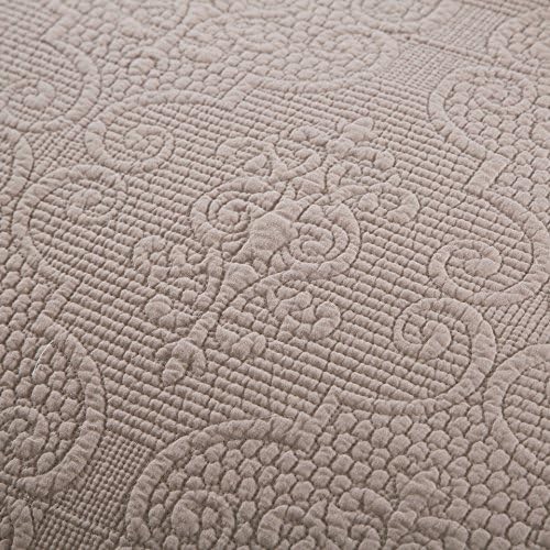 DaDa Bedding Cotton Matelasse Coverlet Set, Taupe Brown, King, 3-Piece