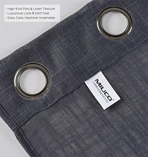 MIUCO Semi Sheer Curtains Poly Linen Textured Solid Grommet Curtains