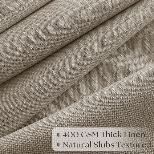 Taupe Pinch Pleated Linen Curtains 96 Inches Long for Living Room