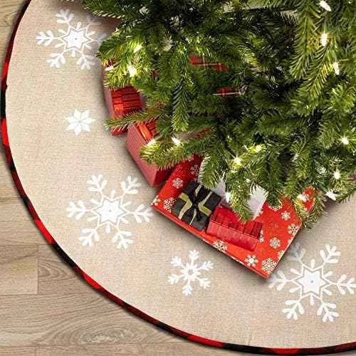 OurWarm 48 Inch Red and Black Buffalo Plaid Tree Skirt