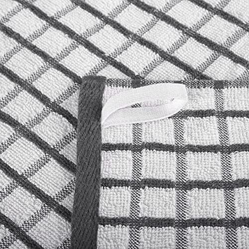Dish Towels for Kitchen, 8 Pack, 16x26 - Thick 410 GSM, Gray