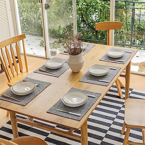 Demetex Cloth Placemats Set of 6 Table Mats Gray Linen Place Mats for