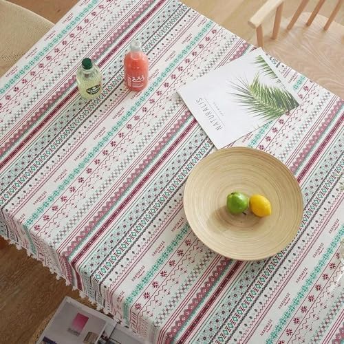 70~240cm Plaid Cotton Linen Tablecloth Rectangle Round Table Cloth