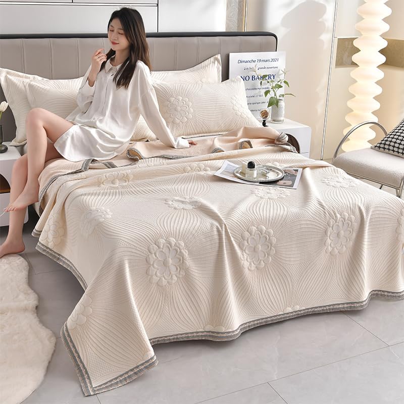 100% Cotton Muslin Throw Blanket, Lightweight Washed Cotton Blanket