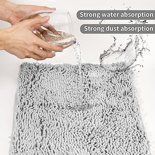 Light Gray 2 Pieces Bathroom Rugs, Ultra Soft Non Slip Absorbent