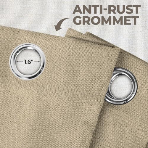 Superior Linen Textured Blackout Curtain Set of 2, Thermal Insulated