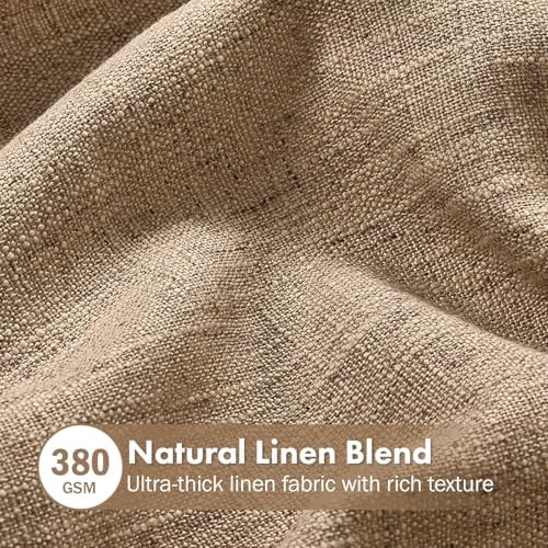 MIULEE Thick Linen Curtains, 42Wx96L, Brown Tan Semi Sheer Linen