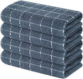 Mordimy Cotton Terry Checkered Kitchen Towels, 16"x 26", 4 Pack, Grey