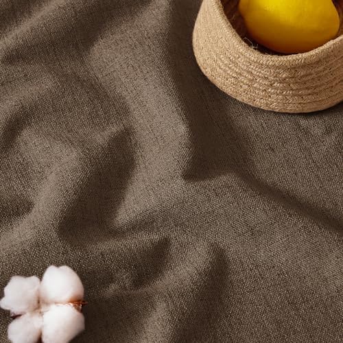 RYB HOME Brown 100% Blackout Linen Curtains 72 Inch Long for Bedroom