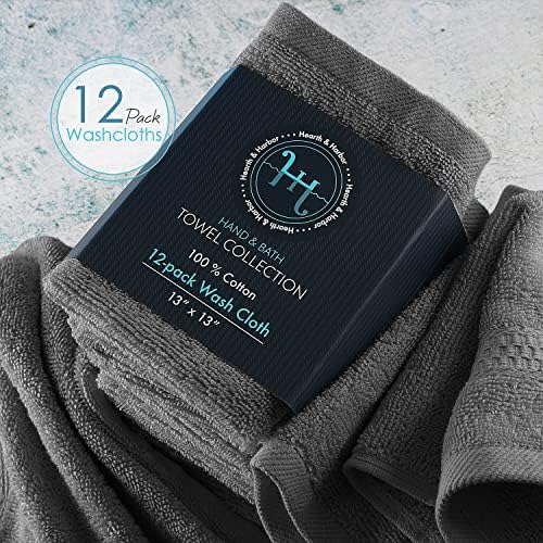 Hearth & Harbor Washcloths 12 Pack - 100% Cotton Washcloth for Body