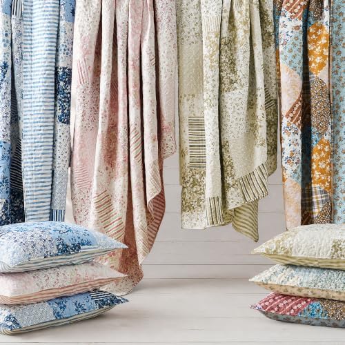 HORIMOTE HOME Patchwork Quilt Set King Size, Beige Plaid Floral Stripe