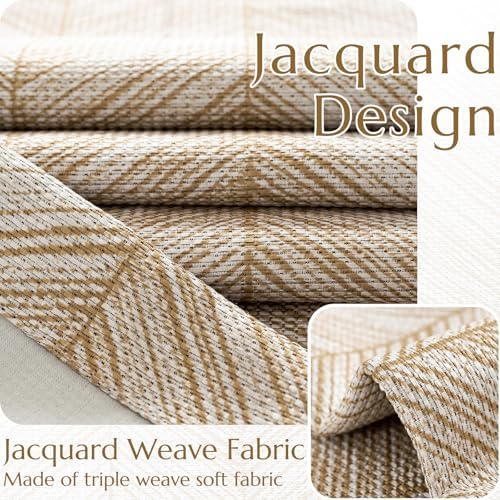 jinchan Taupe Printed Curtains Modern Jacquard Curtains with