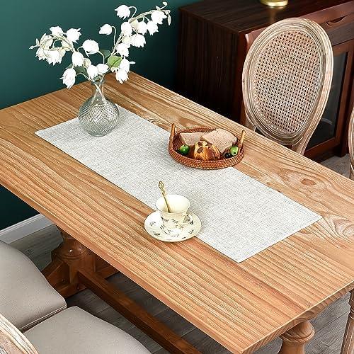 NEWISHER Reversible Double Layer Small Table Runner Faux Linen