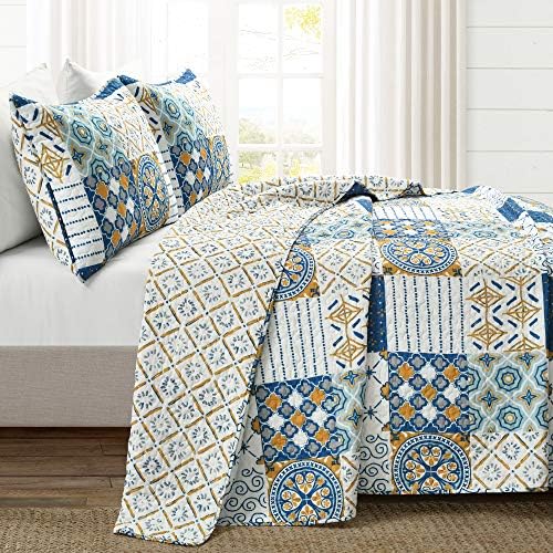 Lush Decor Monique Reversible Cotton Quilt Queen Size 3 Piece Set