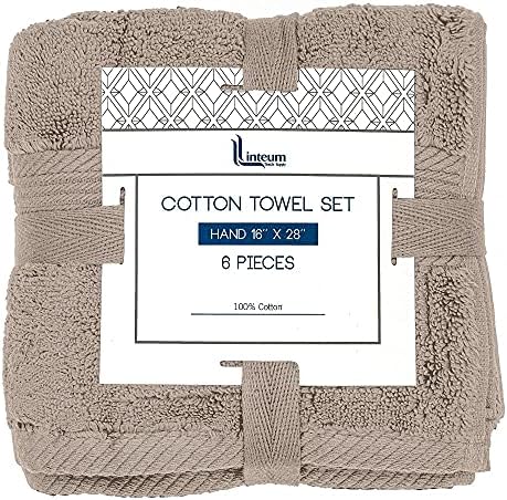 Linteum Textile Supply 16x28 Premium Hand Towels (Taupe, 6)