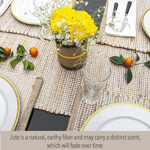 Chardin home Natural Jute Table Runner 13x72 Inch – Vintage Boho