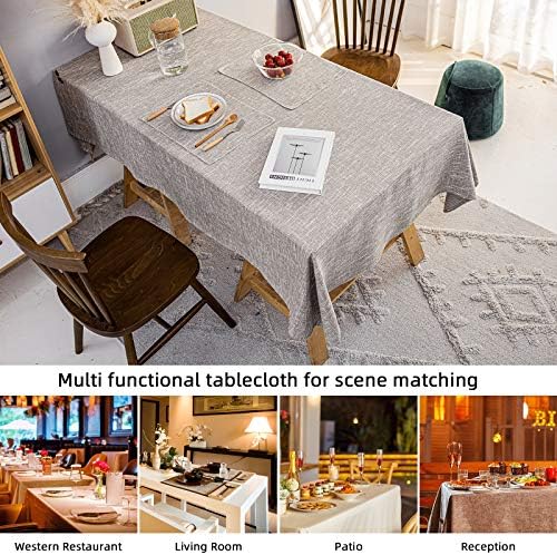 Waterproof Linen Tablecloths Rectangle Dining(70"x110") Gray Coffee