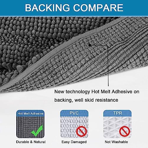 H.VERSAILTEX Grey Bathroom Rug Set Bath Mats, 2 Piece Bath Rugs Non