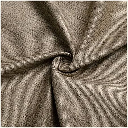 Epinki Living Room Curtains Set of 2, Linen Coffee Solid Color Grommet