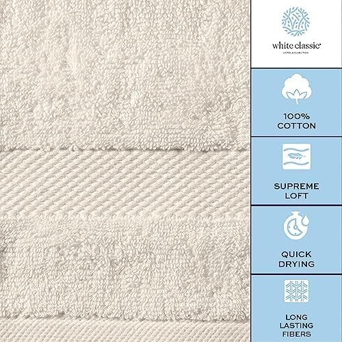 White Classic 6 Luxury Ivory Hand Towels 16 x 30 and 12 Ivory