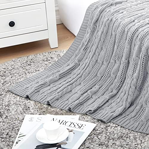 Aormenzy Cable Knit Throw Blankets 50 x 60 Inches, Soft Cozy and