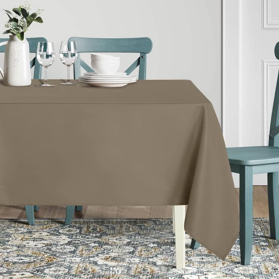 sancua Rectangle Tablecloth, 70 x 90 Inch, Taupe