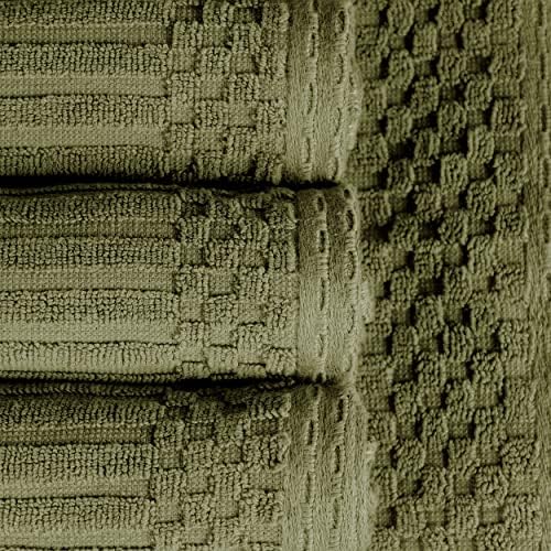 SUPERIOR Cotton 4-Piece Solid and Ribbed Hand Towel Set, Hand Towels